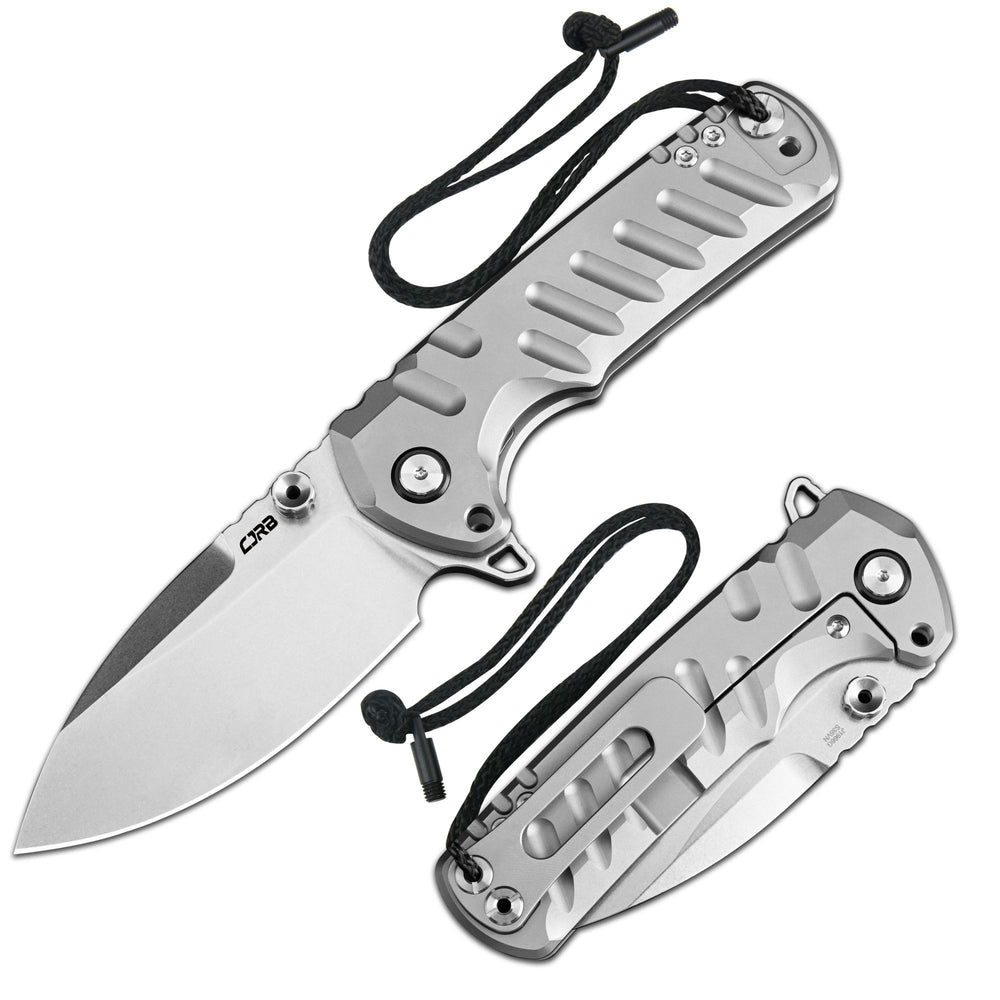 CJRB Tundra Flipper &Thumb Stud & Locking Pin & Frame Lock Tatical Knife Titanium Handle (3.78'' Stone Wash CPM S35VN Blade) J1966G-GY (Limited Edition)