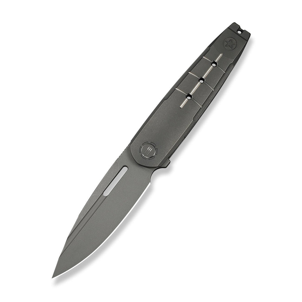 WEKNIFE Hull Flipper Knife Gray Titanium Handle & Endcap (3.89" Gray Stonewashed Bohler M390 Blade) WE24046-2