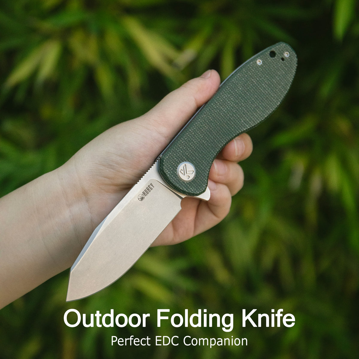 KUBEY Master Chief Outdoor Folding Pocket Knife Black G10 Handle 3.43" Blackwash 14C28N KU358N