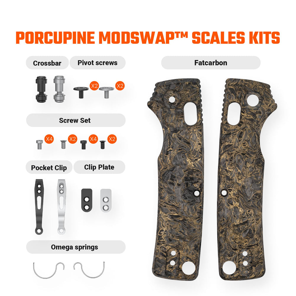 VOSTEED Porcupine ModSwap™ Handle Scales Kits - Dark Matter Gold Fatcarbon - W0301