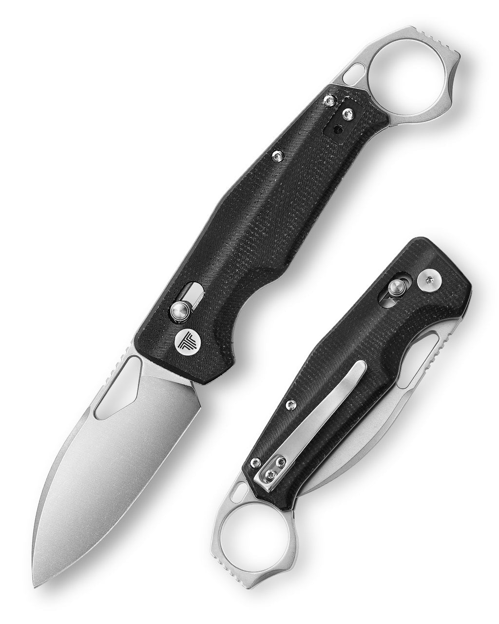 TRIVISA Sagitta-04B,Axis Lock Folding Pocket Knife,2.95" 14C28N Steel,Black Micarta Handle