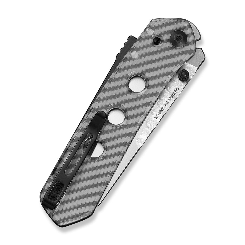 CIVIVI Vision FG Thumb Stud & Superlock Knife Polished Clear Lexan Handle (3.54" Satin Finished Nitro-V Blade With Rock-Grind Pattern) C22036-8