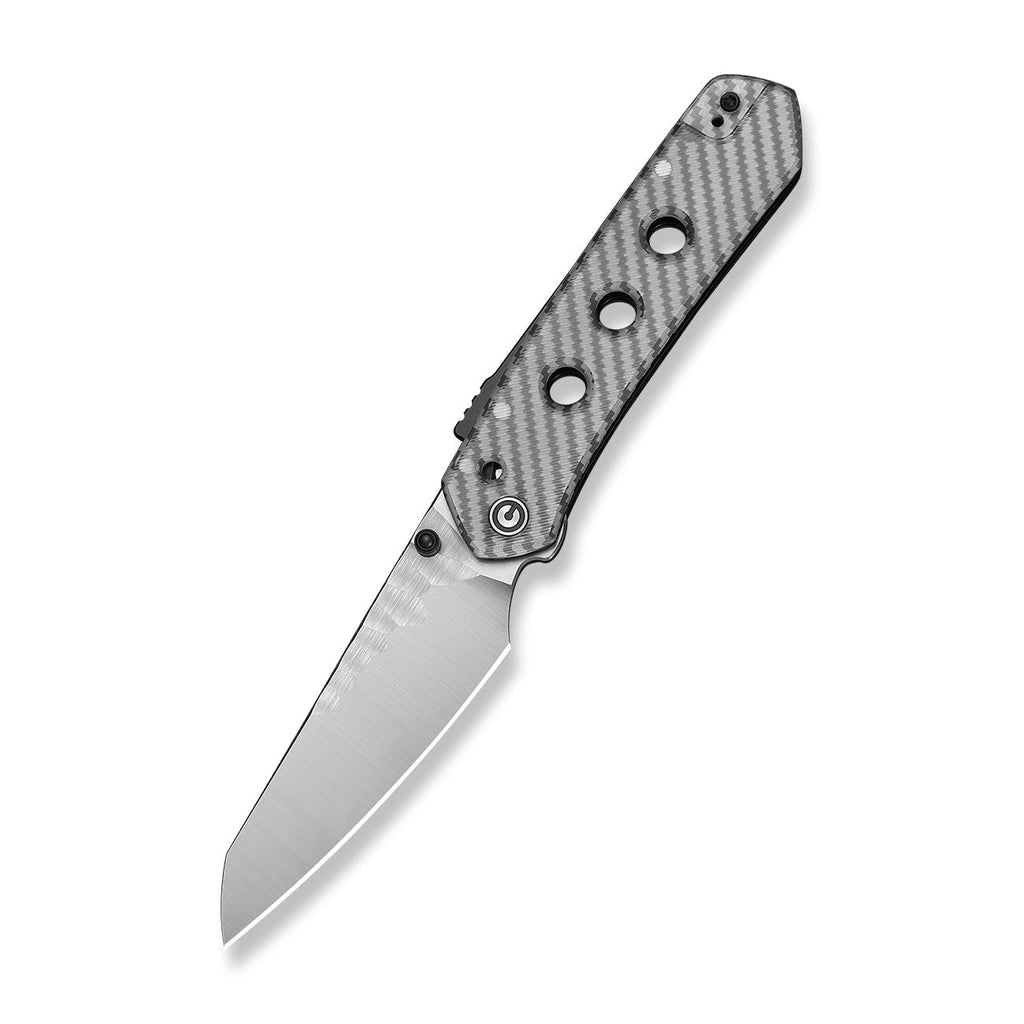 CIVIVI Vision FG Thumb Stud & Superlock Knife Polished Clear Lexan Handle (3.54" Satin Finished Nitro-V Blade With Rock-Grind Pattern) C22036-8