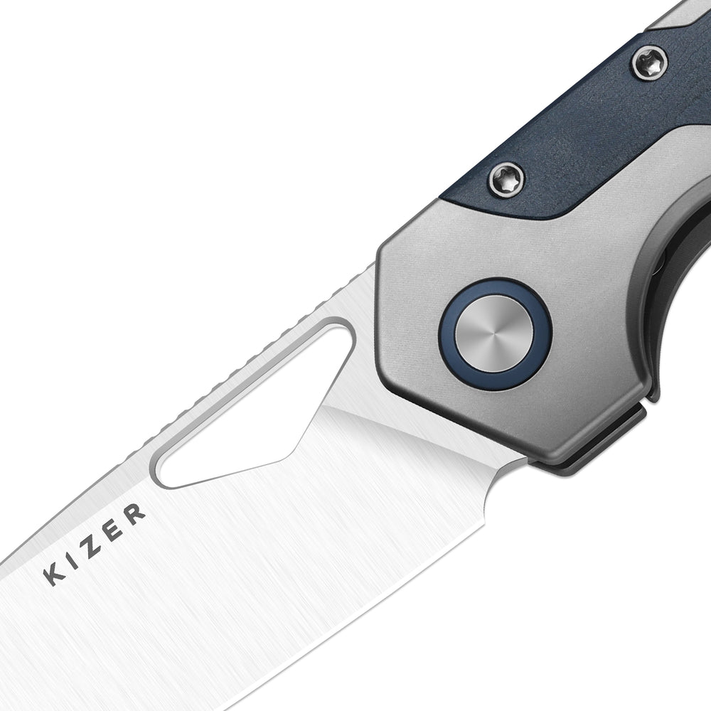 KIZER CUTLERY Serpentine | M390 | Titanium & Blue Richlite | Satin