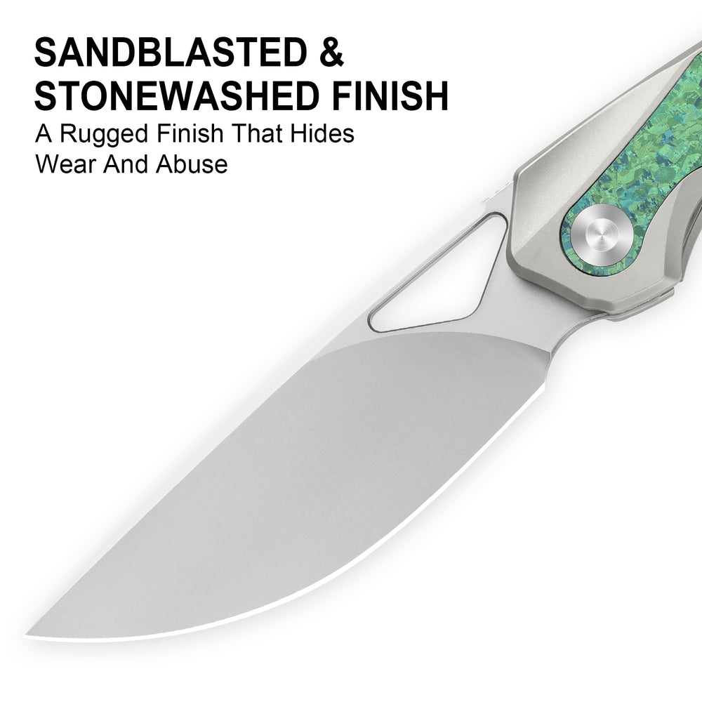 KIZER CUTLERY Topsail | M390 | Titanium & Crystallized Titanium | Front Flipper | Ki3735A4