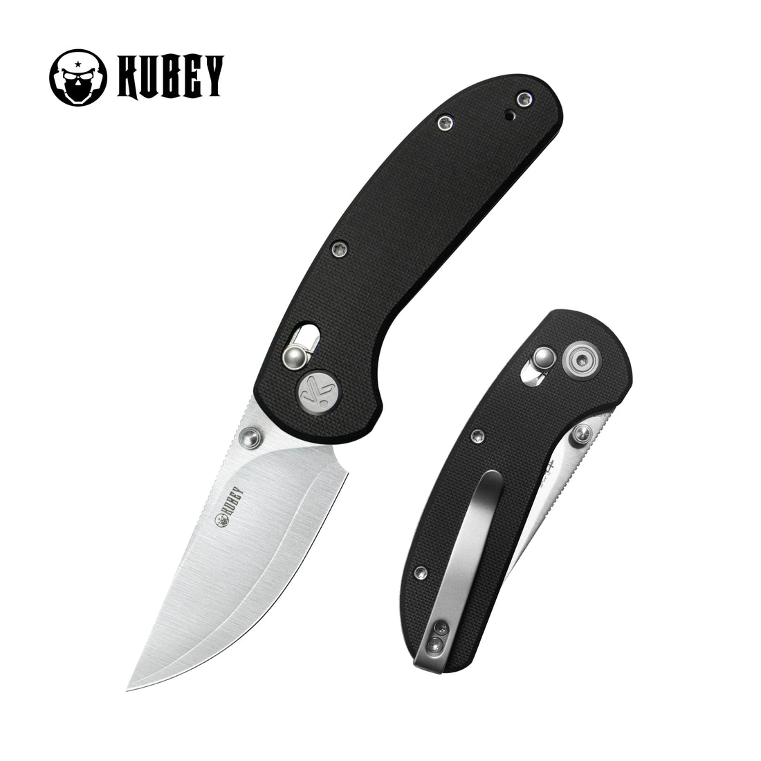 Kubey Sparrow Crossbar Lock Everyday Carry Folding Knife Black G10 Handle 2.2" Satin San Mai AUS-10 KU449A