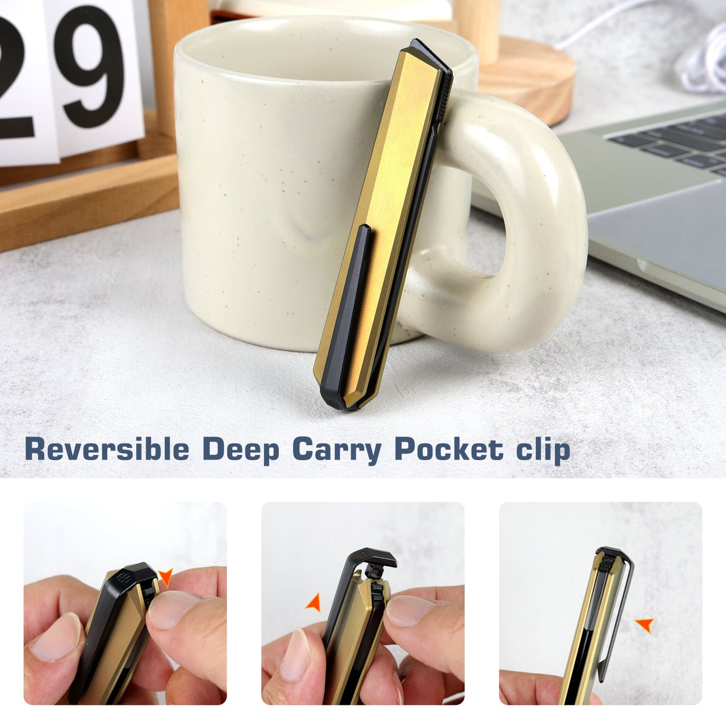 REMETTE RT-ELIGO Knife M390 Blade Titanium Handle Double Detent Lock Folding Pocket EDC Knife EGB3