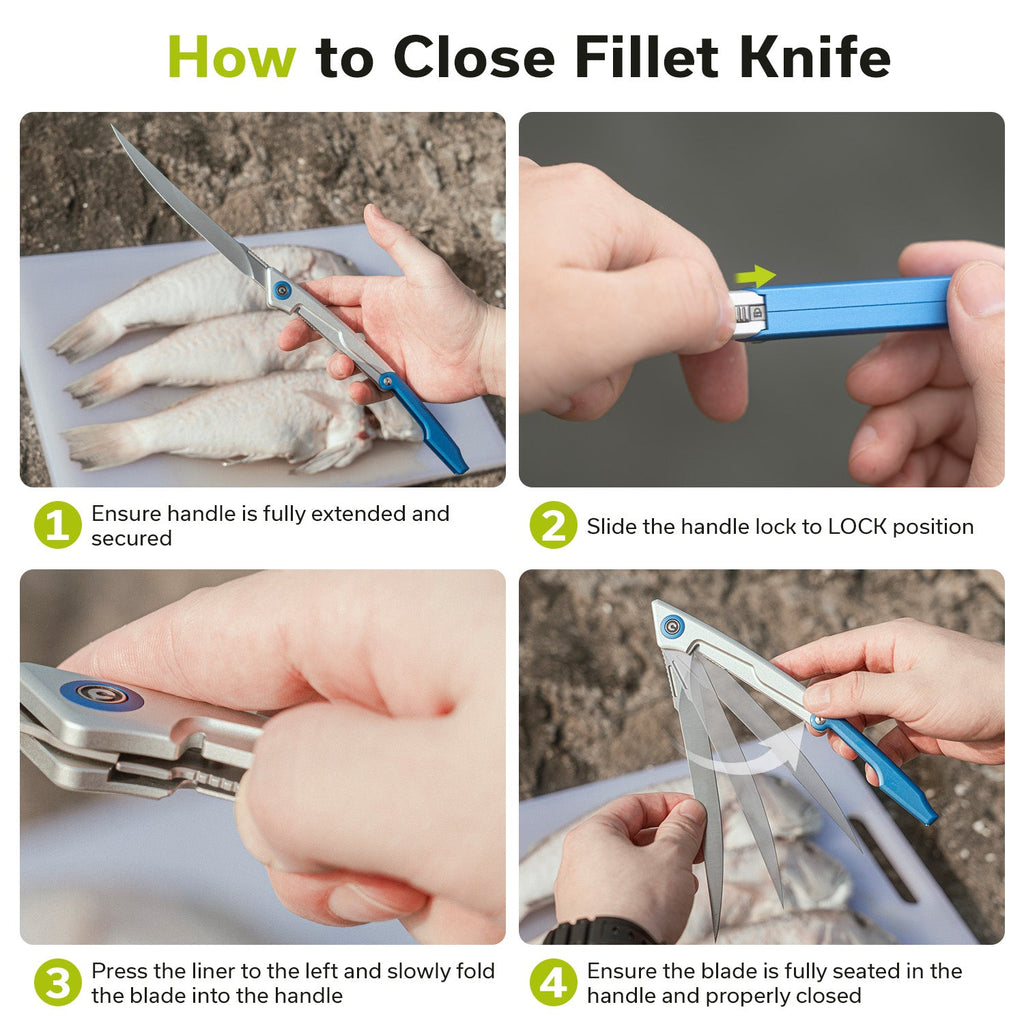 CIVIVI Shawka Folding Fillet Knife Aluminum Handle (5.81" 14C28N Blade) C22029B-2, With 1PC Black Nylon Sheath