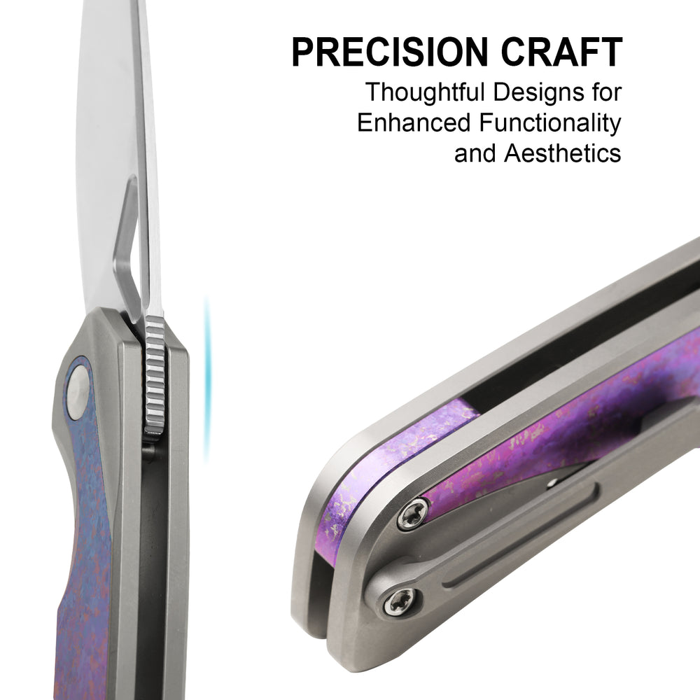 KIZER CUTLERY Topsail | S45VN | Titanium & Crystallized Titanium | Front Flipper | Ki3735A1