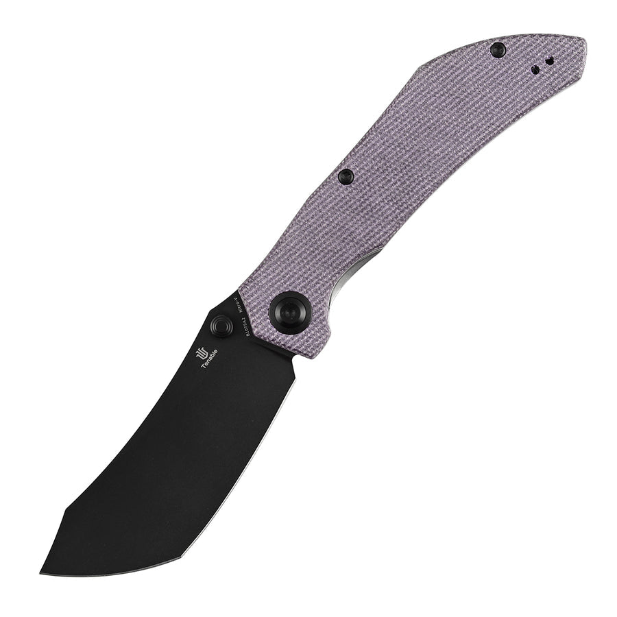 Tenable Tipper Folding Knife | 3.39'' Blackwash Nitro V Blade | Purple Micarta Handle | Edgy Bladeworks Design | B1079A2