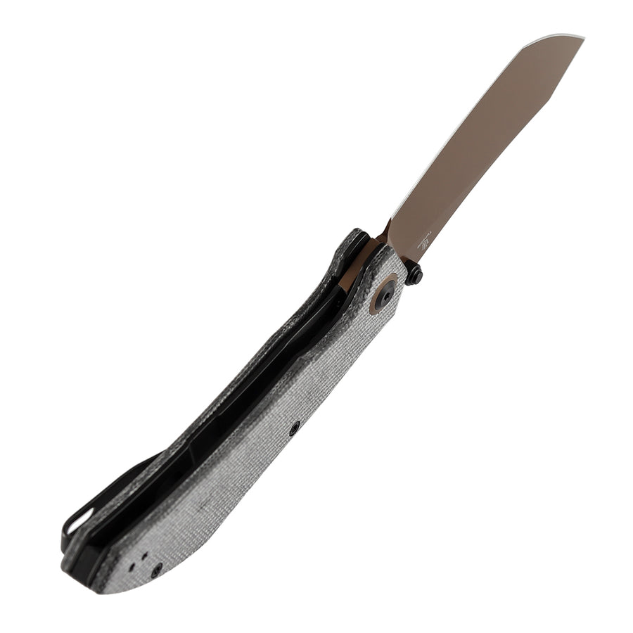 Tenable Tipper Folding Knife | 3.39'' Rose Gold Nitro V Blade | Black Micarta Handle | Edgy Bladeworks Design | B1079A1