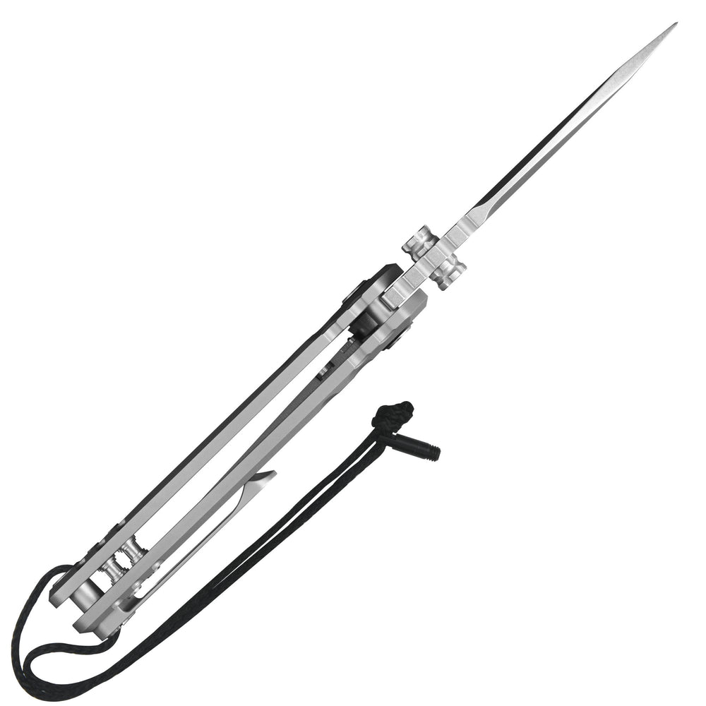 CJRB Tundra Flipper &Thumb Stud & Locking Pin & Frame Lock Tatical Knife Titanium Handle (3.78'' Stone Wash CPM S35VN Blade) J1966G-GY (Limited Edition)