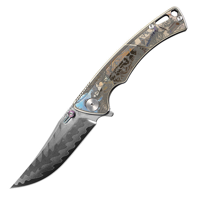 CH Otoman Frame Lock Sliver Ti （3.75'' Mirror Elmax core)