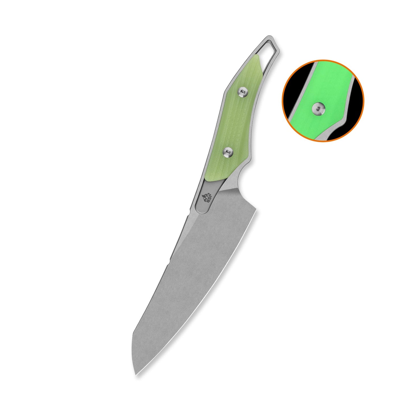QSP T-Cook Fixed Blade Knife Nitro V Blade Glow-in-the-Dark G10 Handle