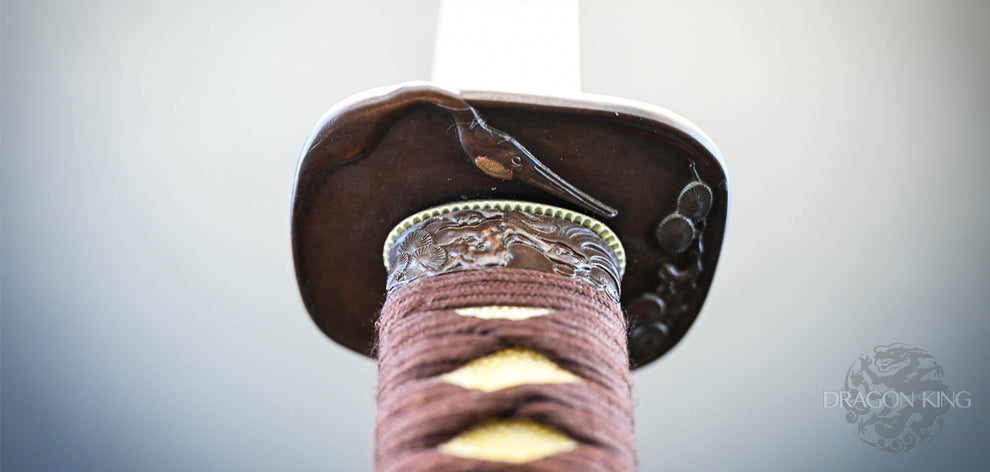 Dragon King Pine Crane Katana - Brown Ito