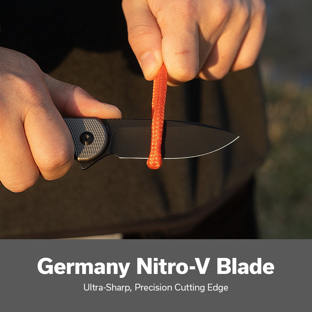 CIVIVI Button Lock Elementum II Flipper Knife Aluminum Handle (2.96" Nitro-V Blade) C18062PD-1