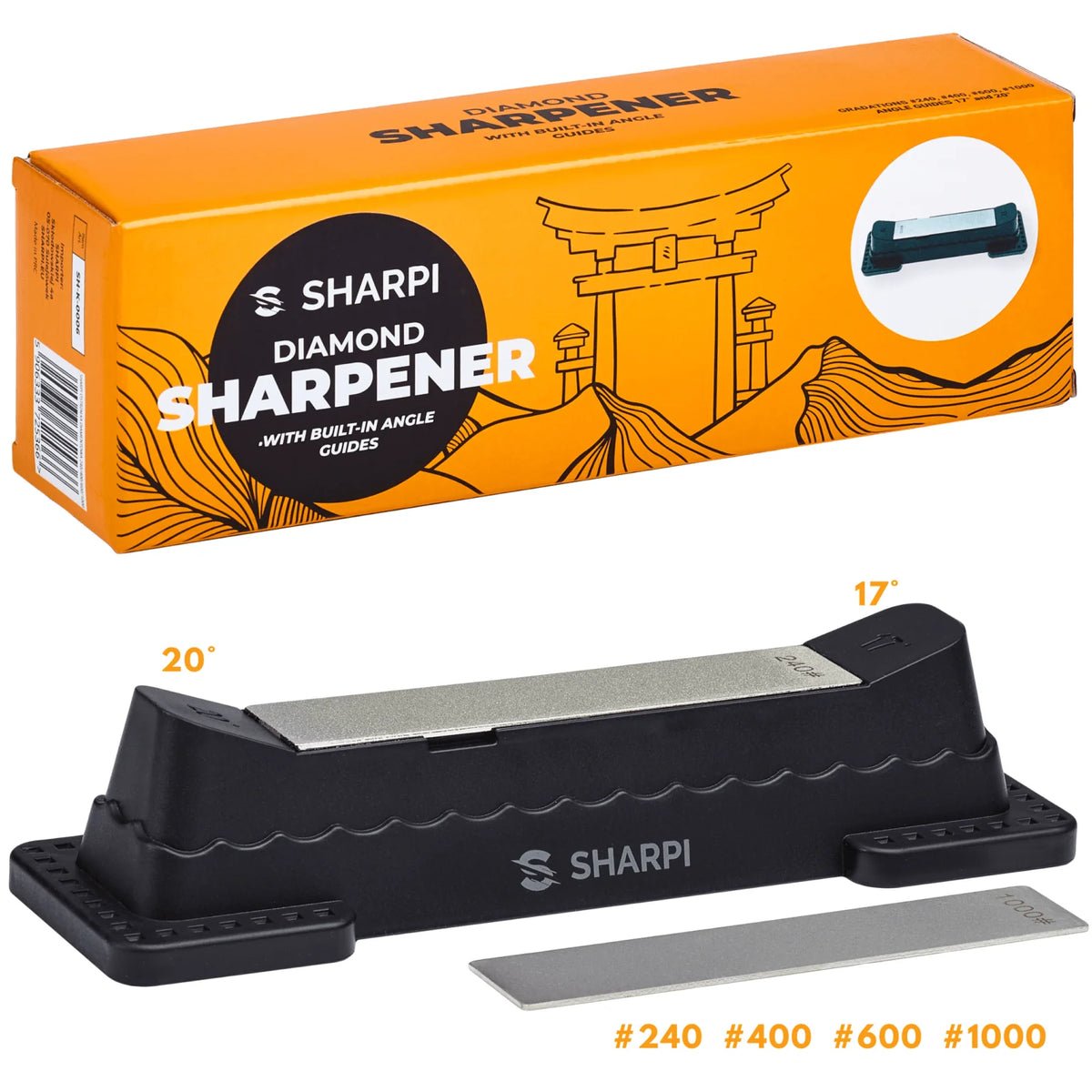 SHARPI Diamond knife sharpener 240/400/600/1000 with 17° and 20° angle guide