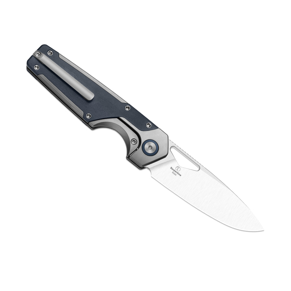 KIZER CUTLERY Serpentine | M390 | Titanium & Blue Richlite | Satin