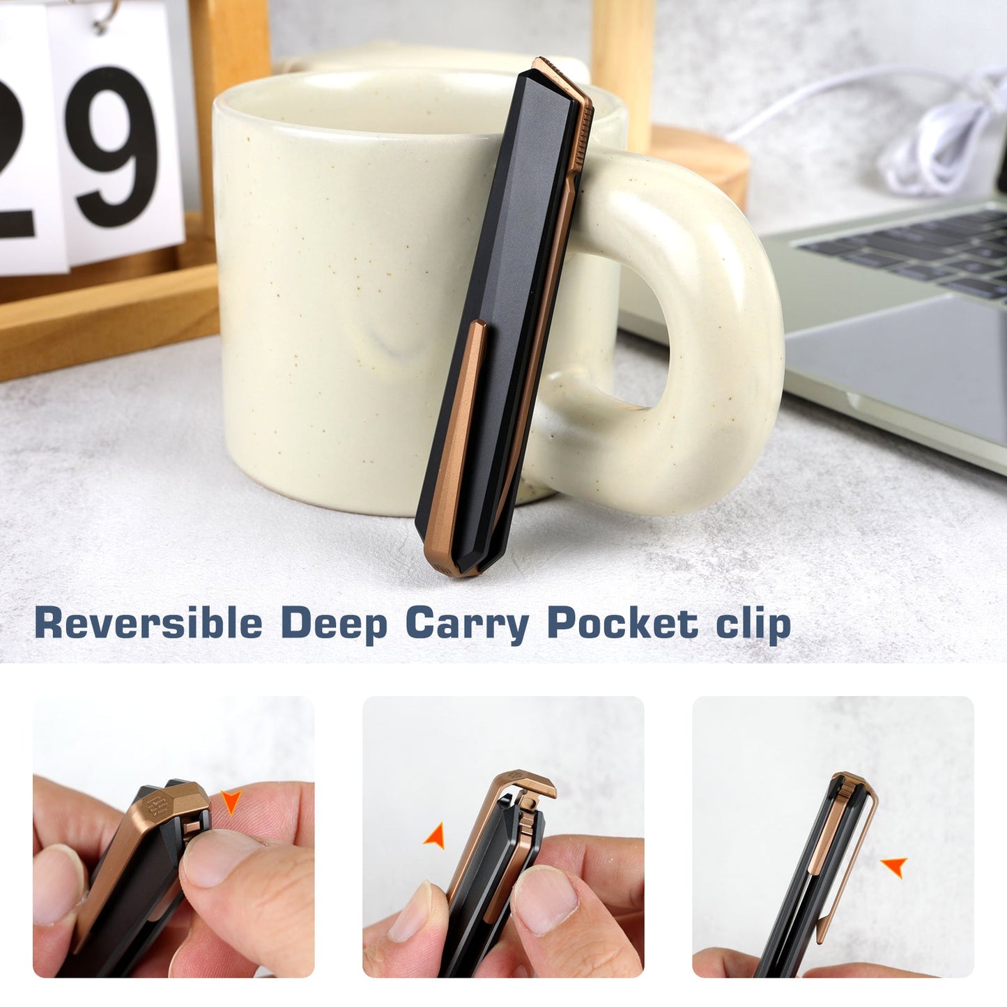 REMETTE RT-ELIGO Knife M390 Blade Titanium Handle Double Detent Lock Folding Pocket EDC Knife EGB2