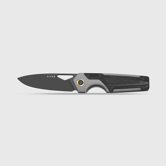KIZER CUTLERY Serpentine | Elmax | Titanium & Micarta | Matte DLC Ultra