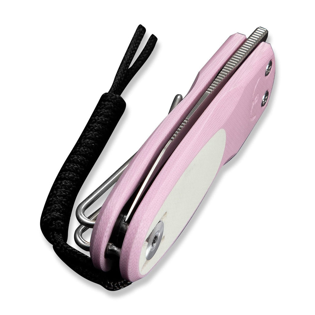CIVIVI Purr Flipper & Slip Joint Knife Powder Pink & White G10 Handle (1.83" Satin Finished Nitro-V Blade) C25054-4, With 1PC Black Lanyard