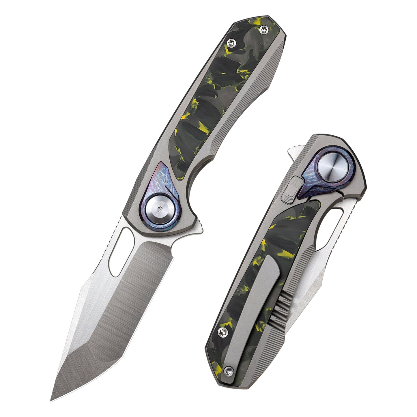 REMETTE RT-Saker Falcon Folding Pocket Knife Innovative Button Lock Structure Design S45VN Blade Titanium Handle Knives ASTP-2 with Safety Lock