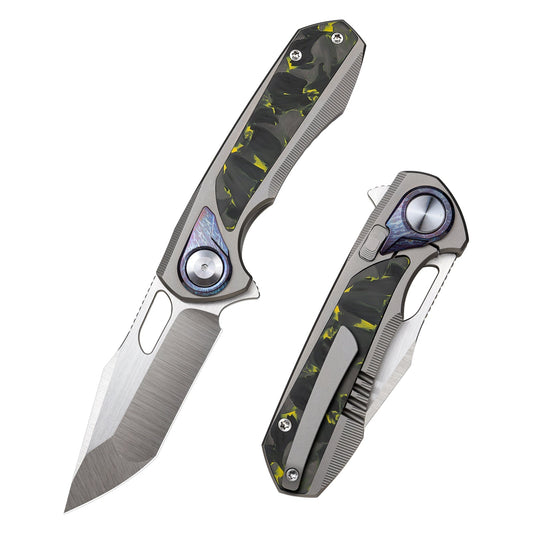 REMETTE RT-Saker Falcon Folding Pocket Knife Innovative Button Lock Structure Design S45VN Blade Titanium Handle Knives ASTP-2 with Safety Lock