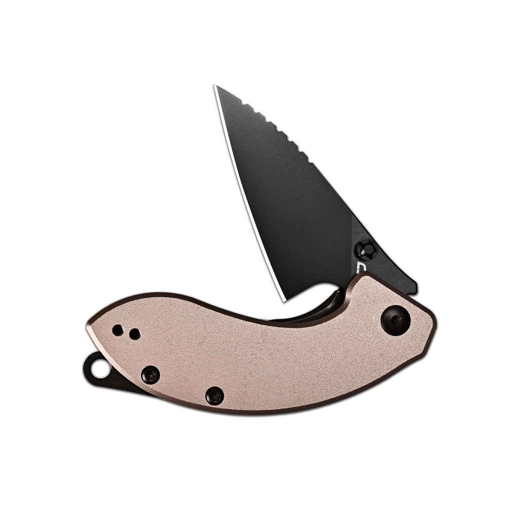 CJRB Spud Thumb Stud & Liner Lock Neck Knife Champagne Aluminum Handle(2.34'' AR-RPM9 Steel Black PVD Coating Blade) J1971-CP