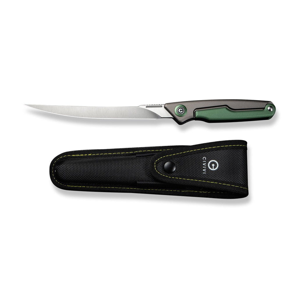 CIVIVI Shawka Folding Fillet Knife Aluminum Handle (5.81" 14C28N Blade) C22029B-3, With 1PC Black Nylon Sheath