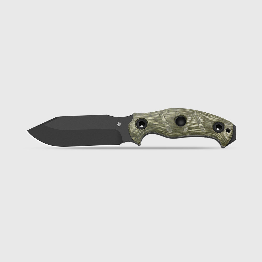 KIZER CUTLERY Sheepdog® Survival | Hammer Pommel · Bow Drill Divot | Green Micarta