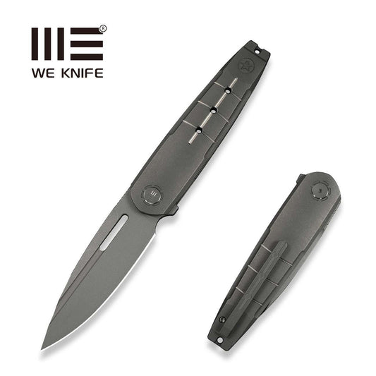 WEKNIFE Hull Flipper Knife Gray Titanium Handle & Endcap (3.89" Gray Stonewashed Bohler M390 Blade) WE24046-2