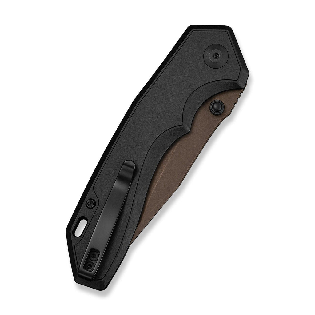 CIVIVI ELITE Brova Thumb Stud & Top Liner Lock Knife Black Aluminum Handle (3.41" Dark Brown Stonewashed CPM S35VN Blade) CE25093-2