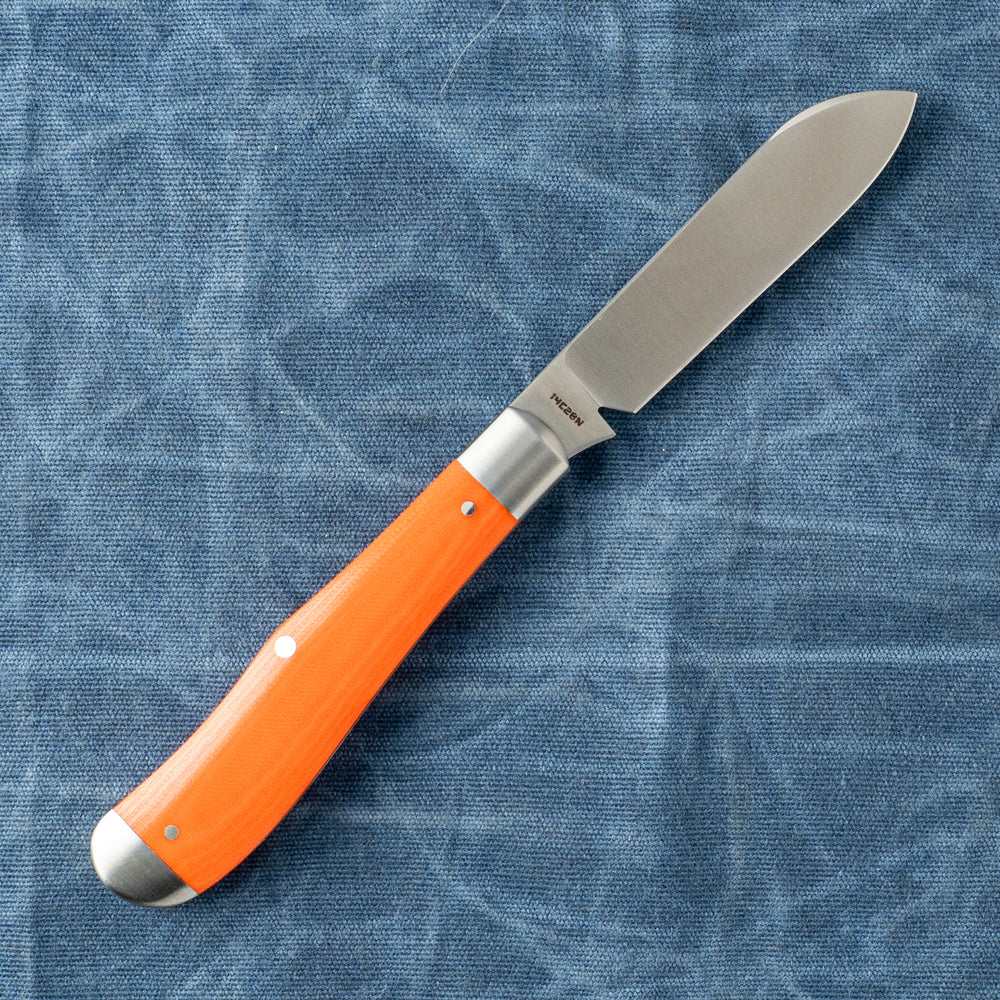 JACK WOLF KNIVES EUREKA - VIBE BENGAL ORANGE LINEN MICARTA