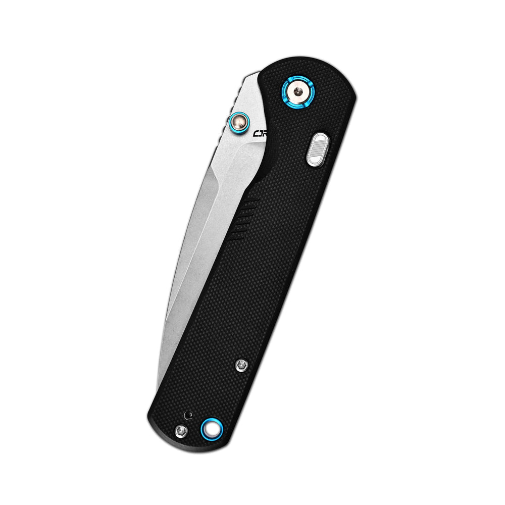 CJRB Latitude Thumb Stud & Top Liner Lock EDC Knife Black G10 Handle(3.47'' AR-RPM9 Steel Stone Wash Blade) J1975-BK
