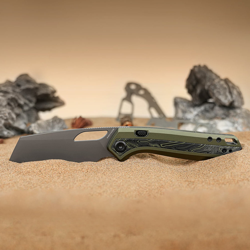 VOSTEED Kroc 329 -Top Liner Lock (3.29" S35VN Blade & Aluminum & Topo G10 Handle) - A1812