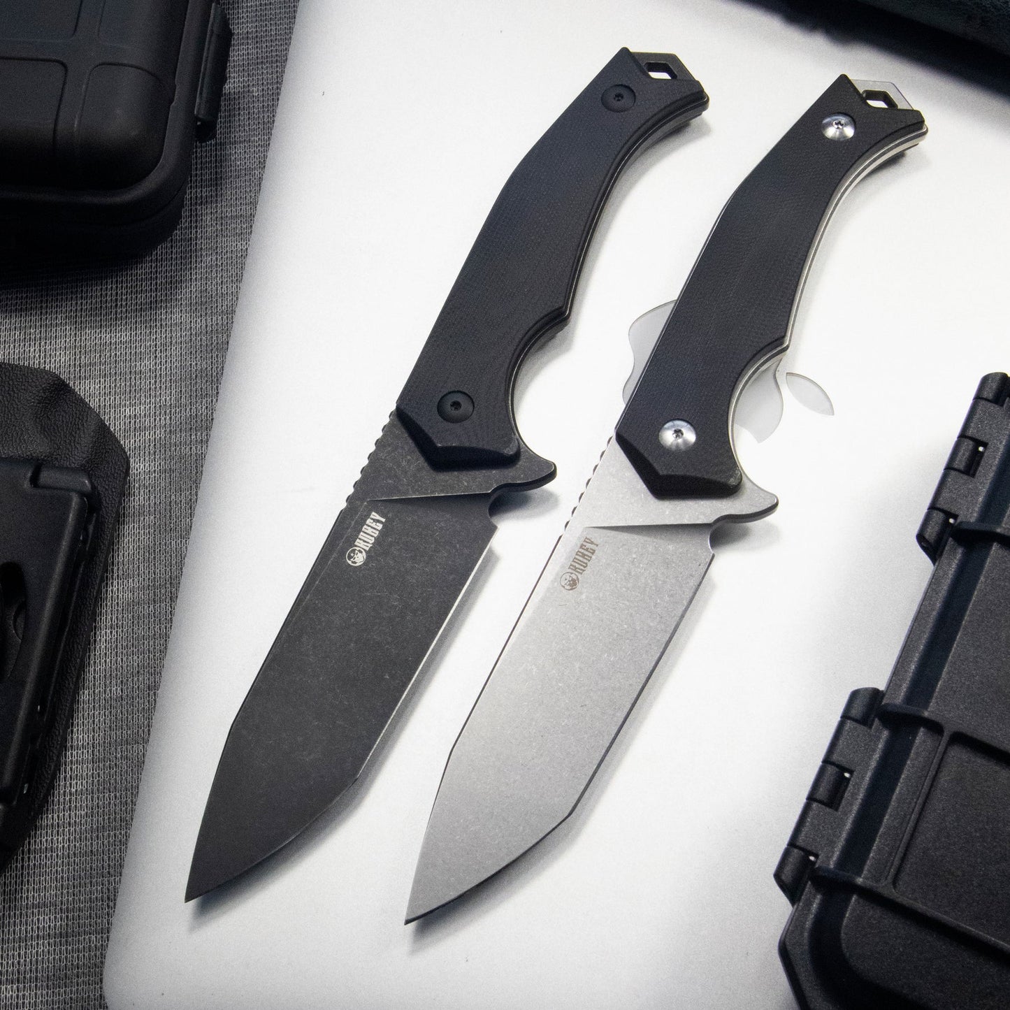 KUBEY Swordfish Outdoor Fixed Blade Knife Black G10 Handle 4.1" Blackwash AUS-10 KU184F