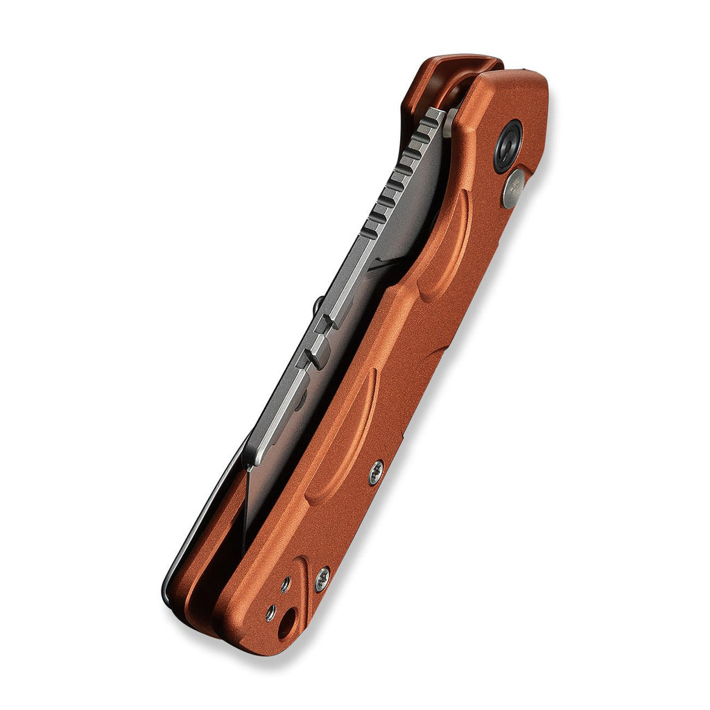 CIVIVI Pulsara Utility Flipper & Button Lock Knife Orange Aluminum Handle (2.44" Stonewashed S/S Blade Holder & Plain 6Cr13 Blade) C24041F-3