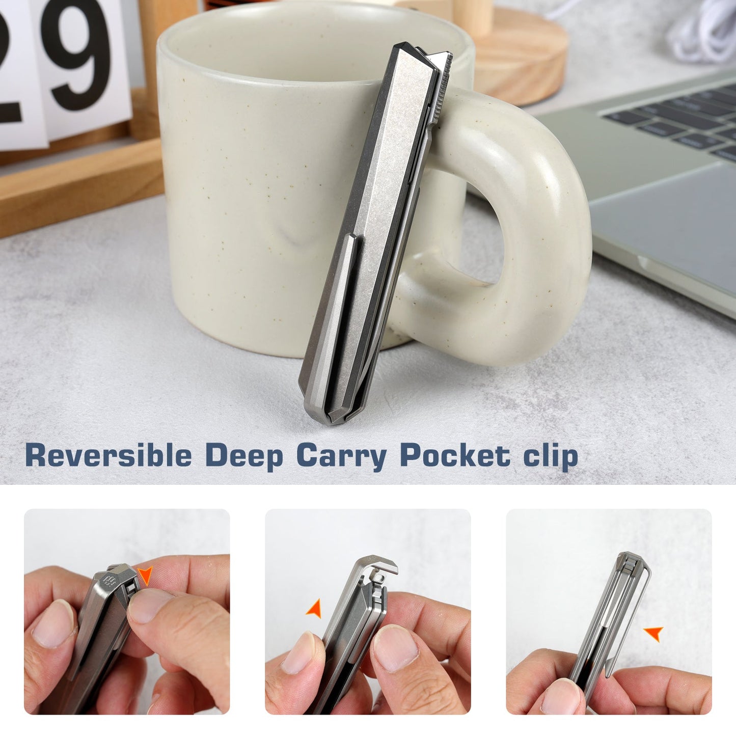 REMETTE RT-ELIGO Knife M390 Blade Titanium Handle Liner Lock Folding Pocket EDC Knife EGA5