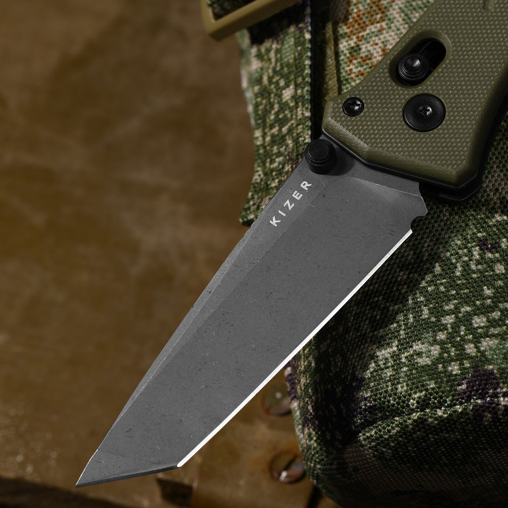 KIZER CUTLERY Aegis T | AEB-L | Green G10 | Rescue Hook & Glass Breaker