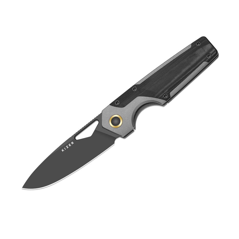 KIZER CUTLERY Serpentine | Elmax | Titanium & Micarta | Matte DLC Ultra