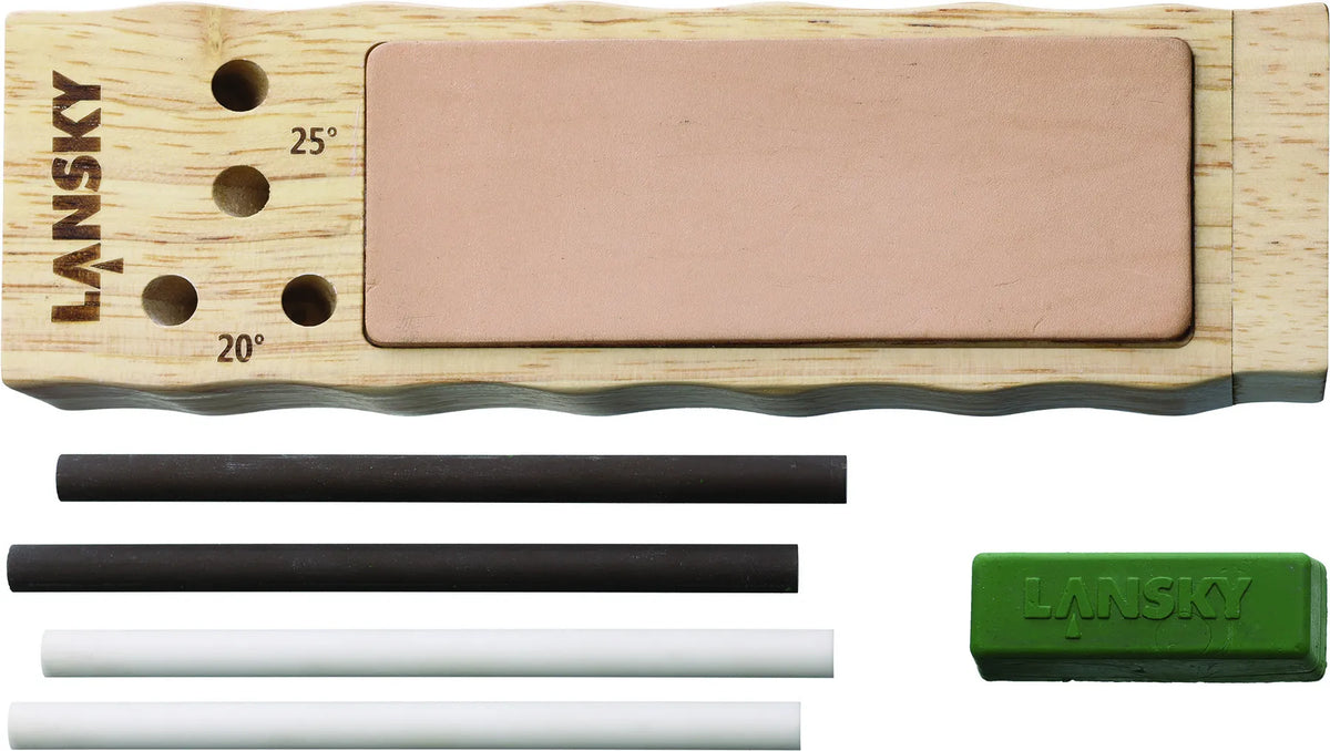 LANSKY 4-Rod Ceramic TurnBox Crock Stick® Knife Sharpener with Leather Strop