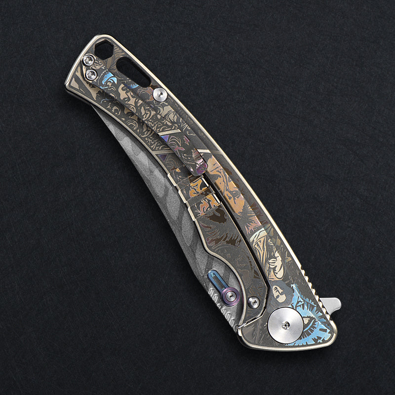 CH Otoman Frame Lock Sliver Ti （3.75'' Mirror Elmax core)
