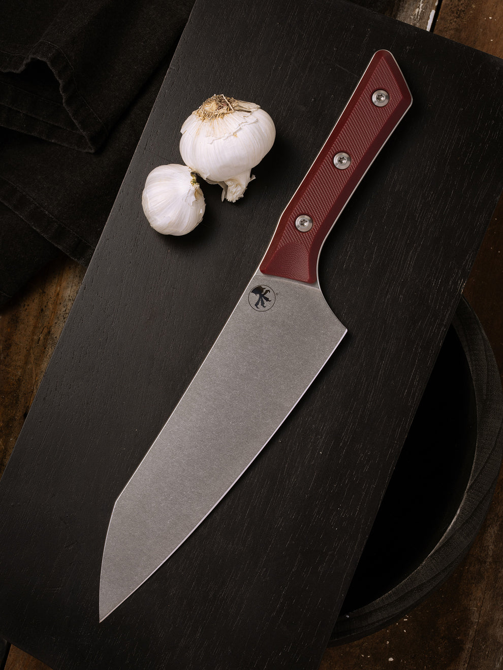 Microtech Gear Chef Knife Stonewash Standard Merlot G-10 (3000-10MR)