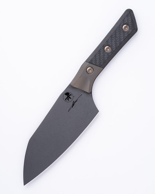 Microtech Gear Santoku 6" Knife DLC Standard Bronze Titanium Bolster Carbon Fiber (3200B-1DLCCFS)