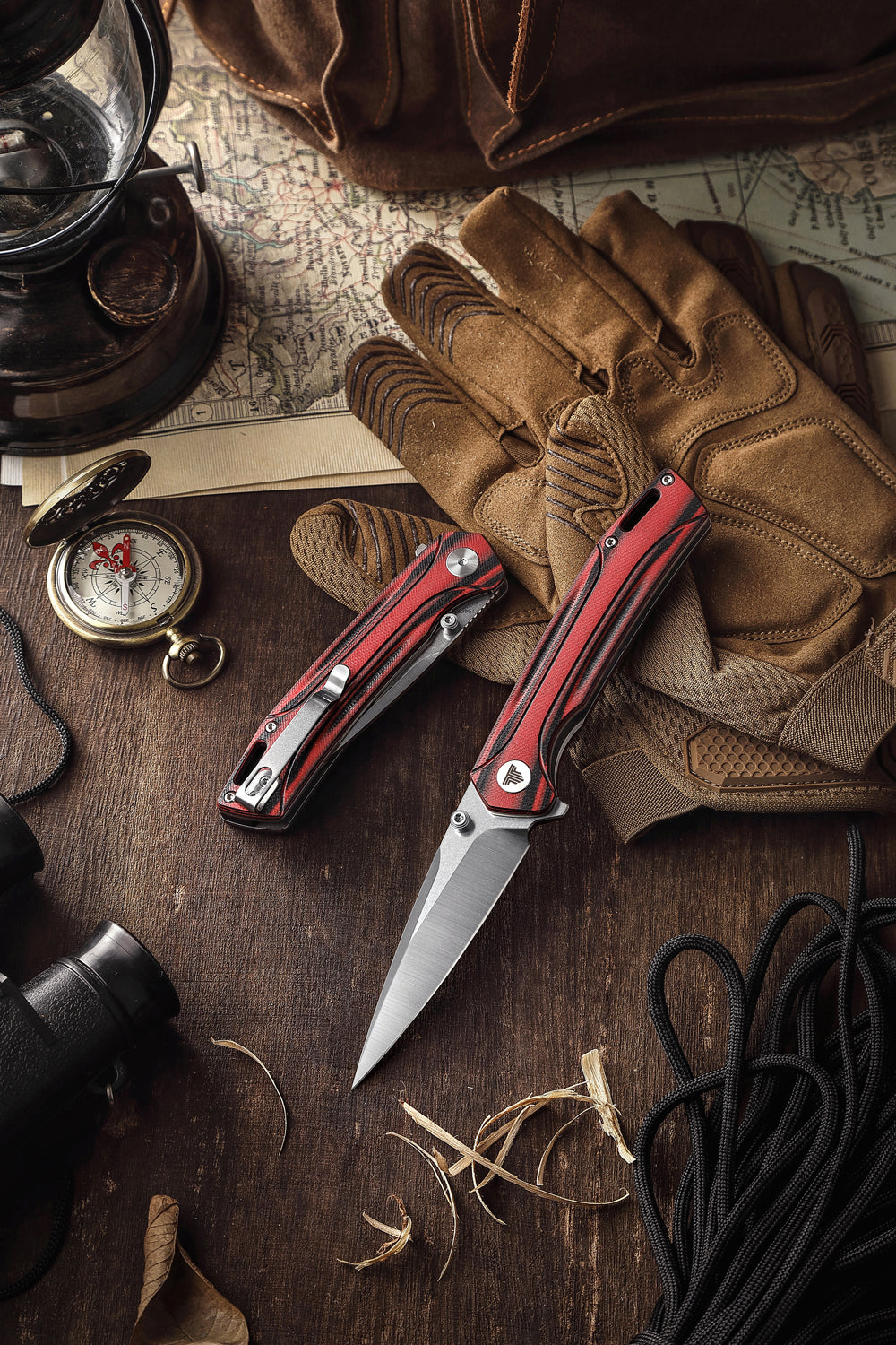 TRIVISA Volans-03RB Thumb Stud,3.26" 154CM Steel,Layers G10 Handle