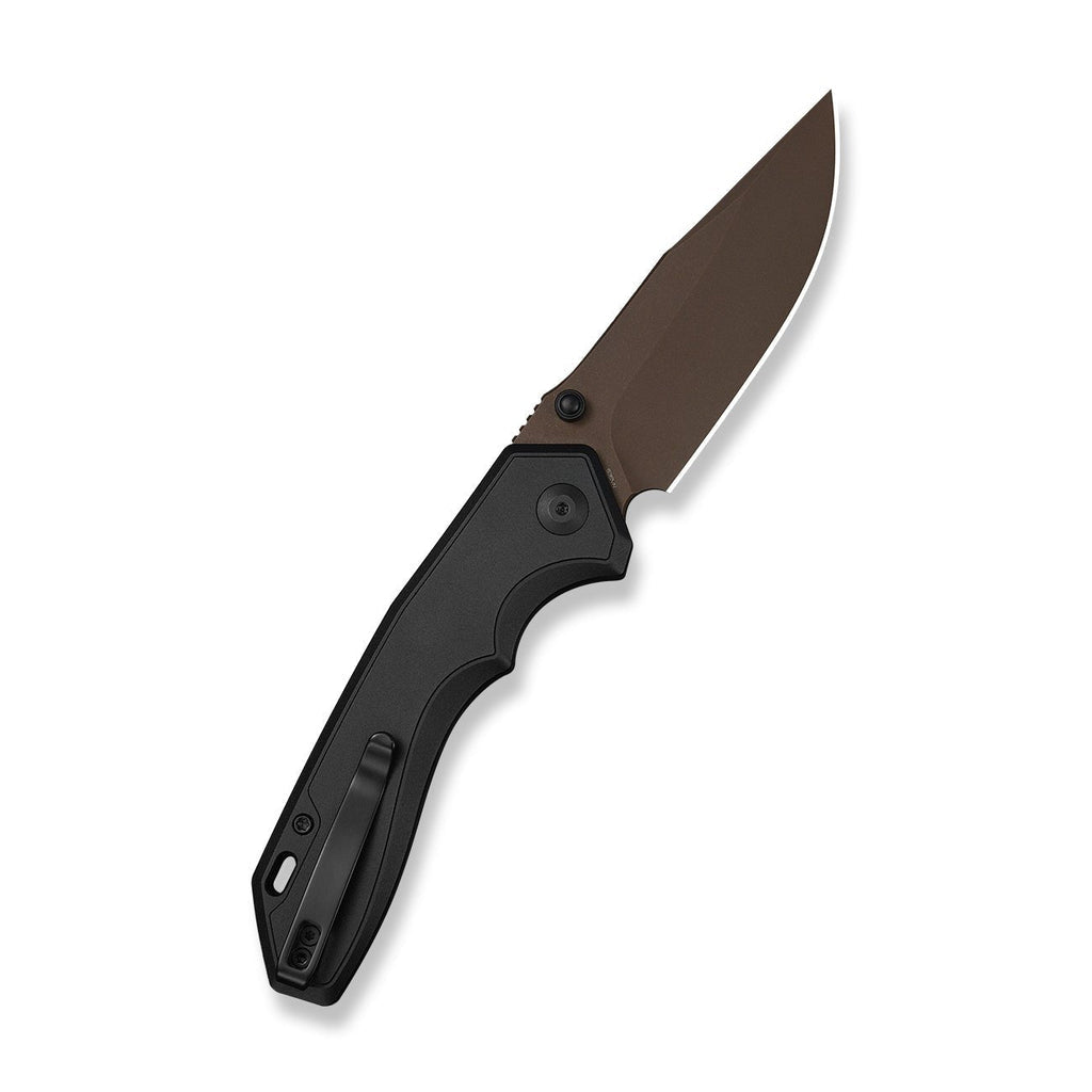 CIVIVI ELITE Brova Thumb Stud & Top Liner Lock Knife Black Aluminum Handle (3.41" Dark Brown Stonewashed CPM S35VN Blade) CE25093-2