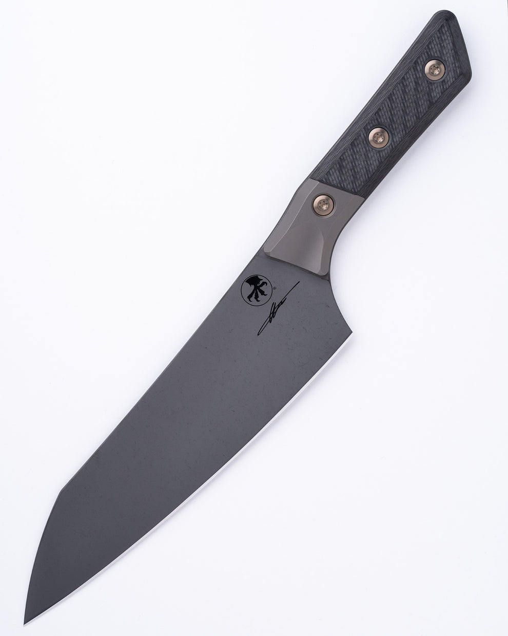 Microtech Gear Chef Knife DLC Standard Bronze Titanium Bolster Carbon Fiber Signature Series (3000B-1DLCCFS)