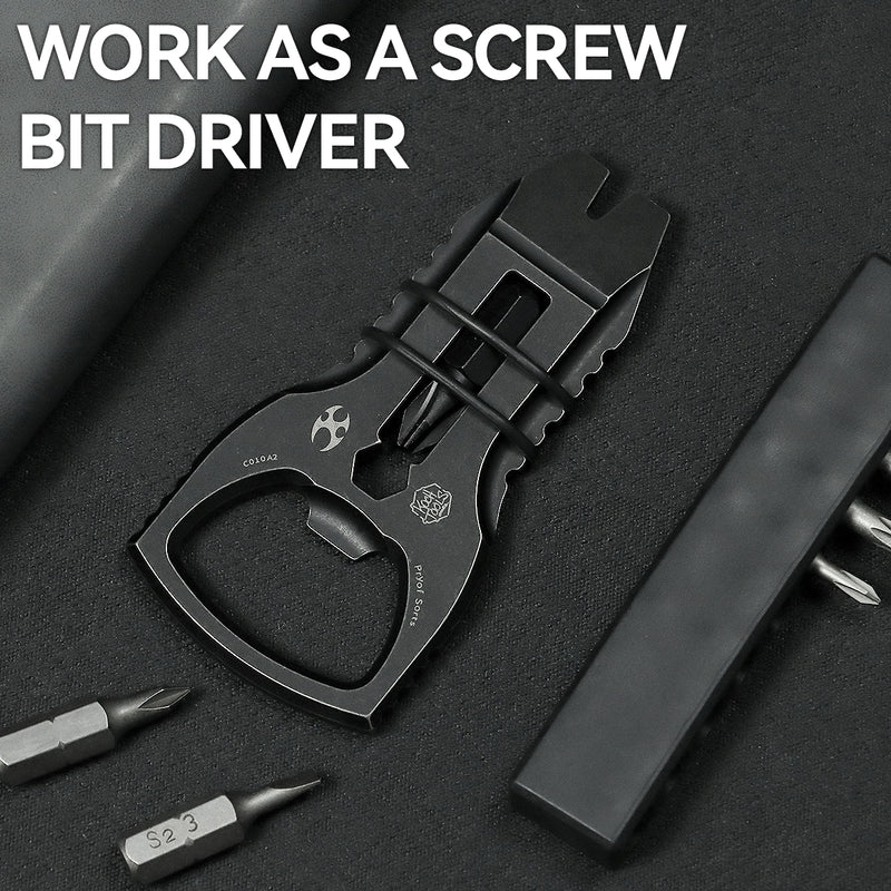 KANSEPT KNIVES PryOfSorts Titanium EDC Multi-Tool | Pry Bar, Bottle Opener & Magnetic Bit Driver | Blackwash Anodized | Designed by Koch Tools-C010A2
