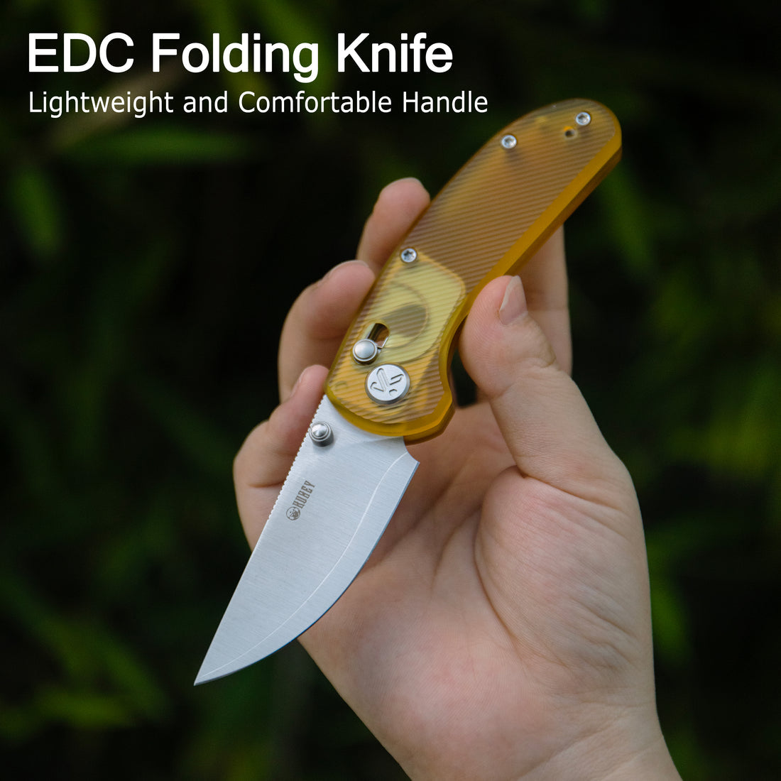 Kubey Sparrow Crossbar Lock Everyday Carry Folding Knife Black G10 Handle 2.2" Satin San Mai AUS-10 KU449A