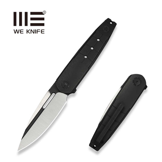 WEKNIFE Hull Flipper Knife Black Titanium Handle & Endcap (3.89" Hand Polished Satin Bohler M390 Blade, Black Stonewashed Flat) WE24046-1